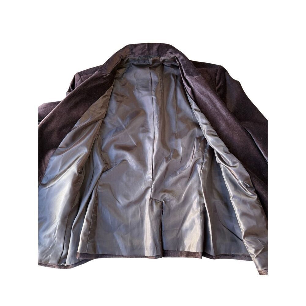Vintage Briggs New York Chocolate Brown Velvet Velour Blazer Size 12 - Picture 4 of 10